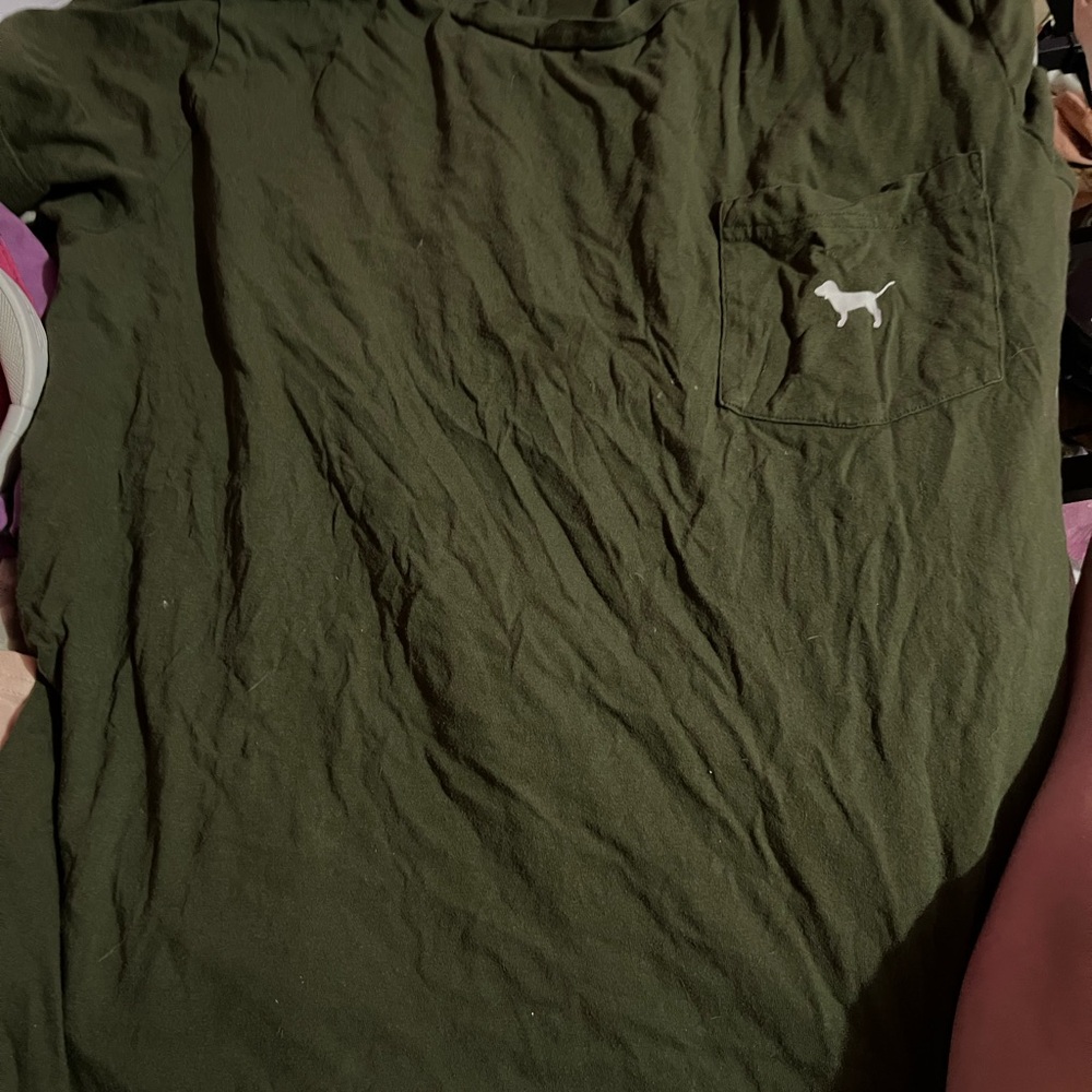 PINK Victoria's Secret Dark Green Short Sleeve Tee